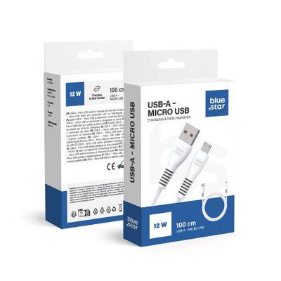 Cable USB-A to Micro par 100cm 2A Blanc Par Blue Star