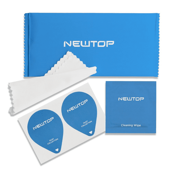 NEWTOP KIT DE NETTOYAGE CHIFFON + AUTOCOLLANTS + LINGETTES HUMIDES PACK 100 PCS