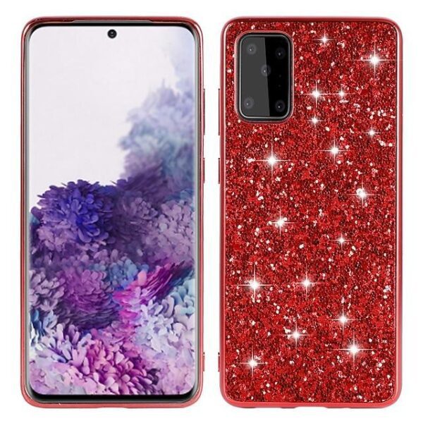 3 IN 1 PC TPU GLITTER COVER ROUGE POUR  SAMSUNG GALAXY S20 PLUS