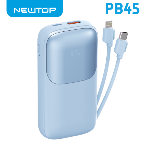 NEWTOP PB45 POWER BANK DA 22.5W CON CAVI 10000MAH AZZURRO