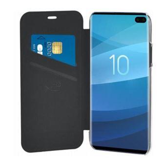 BIGBEN Connected folio - Étui à rabat pour téléphone portable - synthétique - noir, transparent - pour Samsung Galaxy S10+