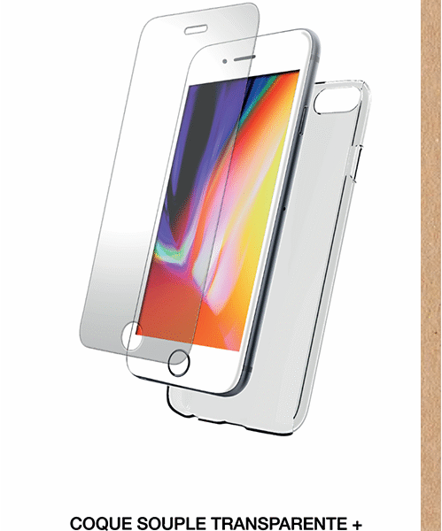 Pack protection Coque transparente + verre trempée pour iPhone SE 2022/SE/6/6S/7/8 BIGBEN