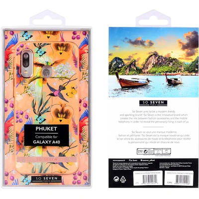 Coque SoSeven Phuket TPU Silicone Case Samsung Galaxy A40 A405 Perroquet Orange (Blister UE)