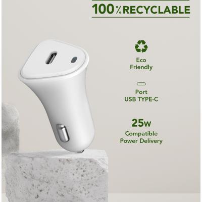 Chargeur de voiture USB-C éco-conçu 25 W Power Delivery Blanc