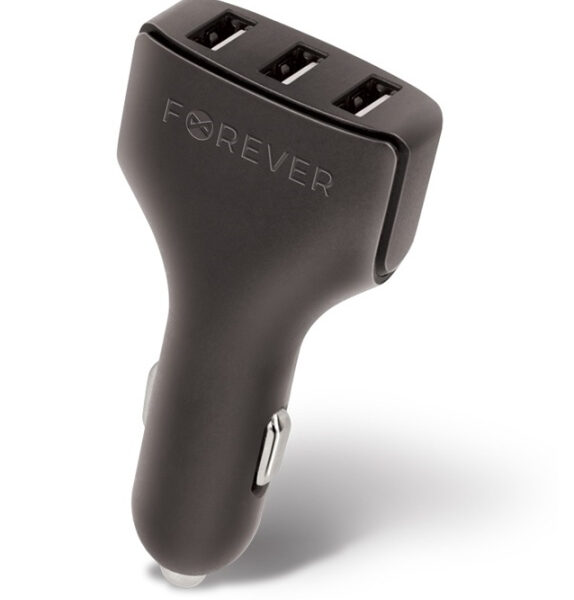 Chargeur de voiture universel triple USB Forever CC-05 4,8 A Noir