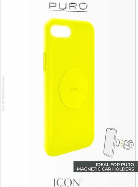 Puro, Coque compatible avec Apple iPhone 6/7/8/SE/SE 2020, série Icon en silicone avec plaque métallique, jaune
