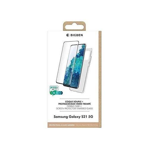 Pack Samsung G S21 5G Coque Transparente + Verre trempé Bigben