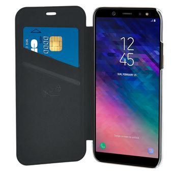 Étui pour Samsung Galaxy A6 2018 Folio Antichocs avec Porte-cartes Intégré BigBen Connected Noir transparent