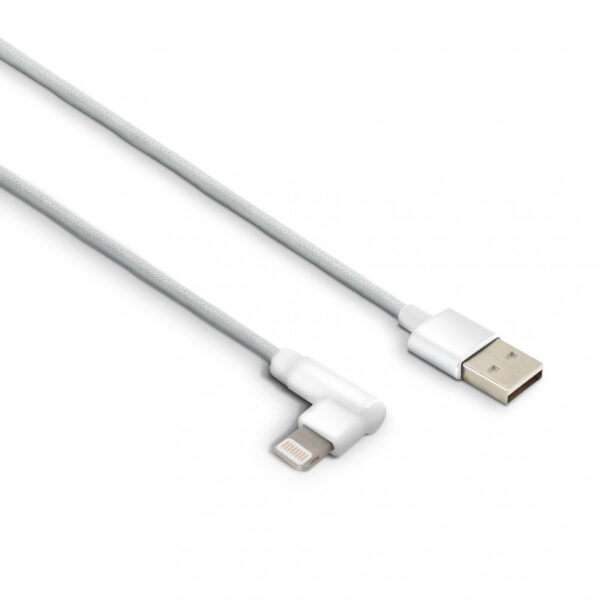Câble MFI / USB-A coudé nylon pour iPhone iPad 1 m - blanc
