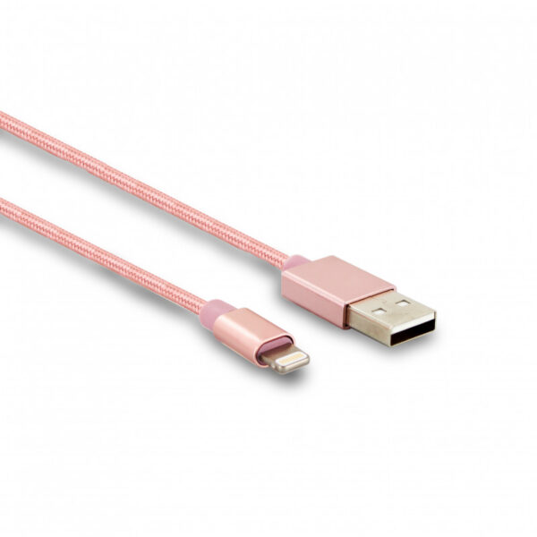 Câble MFI / USB-A nylon pour iPhone iPad 1 m - rose or
