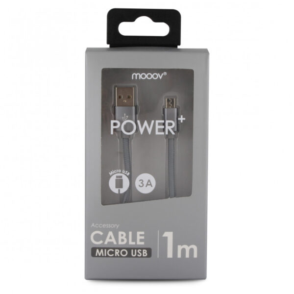 Câble micro USB /USB-A nylon 1 m - gris sidéra