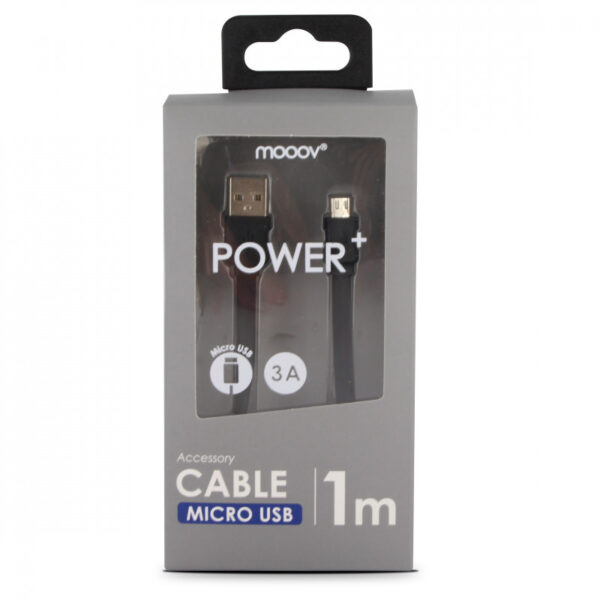 Câble micro USB /USB-A plat 1 m - noir