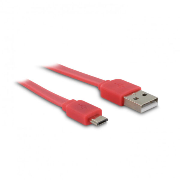 Câble micro USB /USB-A plat 1 m - rouge corail