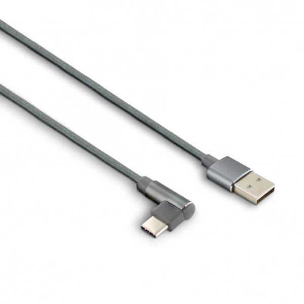Câble USB-C /USB-A coudé nylon 1 m - gris