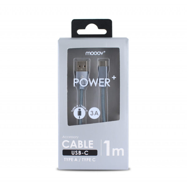 Câble USB-C /USB-A nylon 1 m - gris sidéral