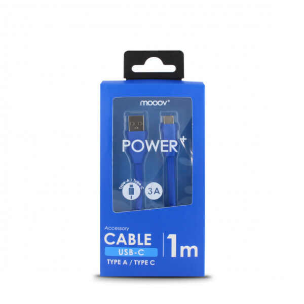 Câble USB-C /USB-A plat 1 m - bleu
