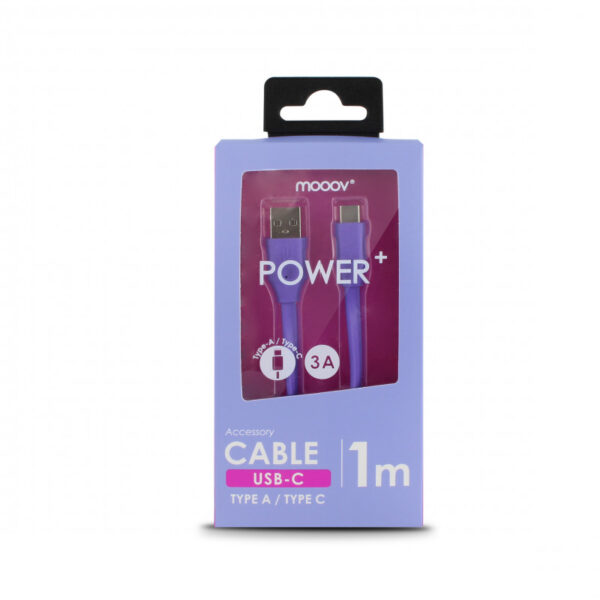 Câble USB-C /USB-A plat 1 m - lavande