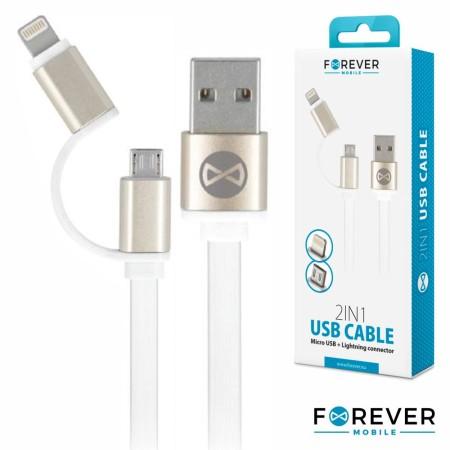 G-Cusb-2In1/Wh : Câble USB-A 2.0 mâle / Micro USB-B et Apple 8 broches 1 m blanc