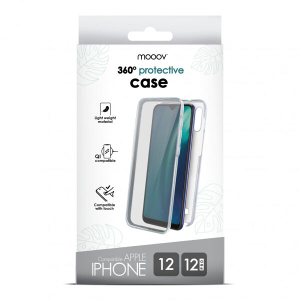 Coque semi-rigide 360° pour iPhone 12/12 PRO - transparente / grise