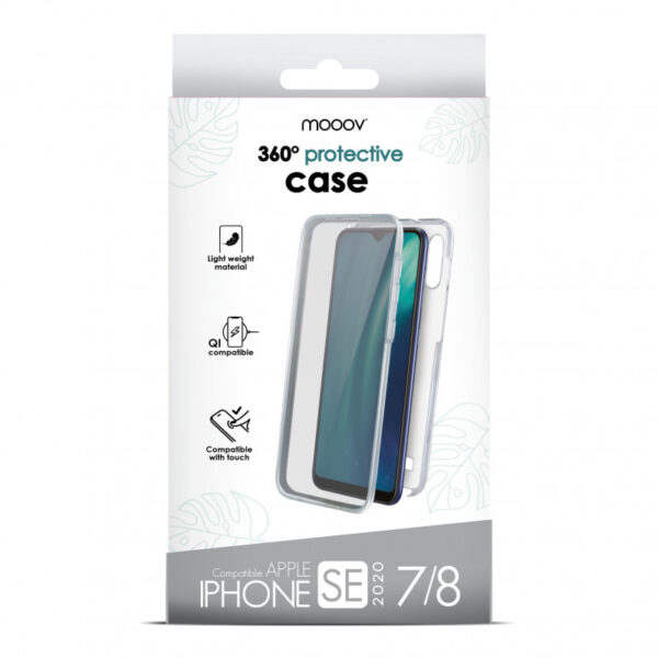 Coque semi-rigide 360° pour iPhone 7/8/SE 2020 - transparente / gris