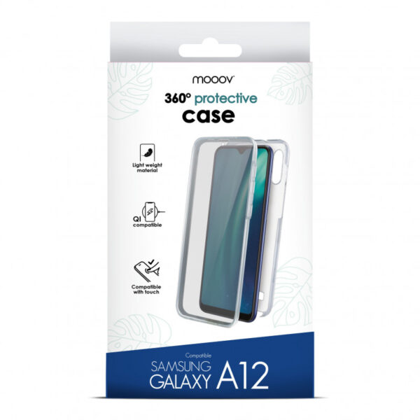 Coque semi-rigide 360° pour Samsung A12 - transparente / grise