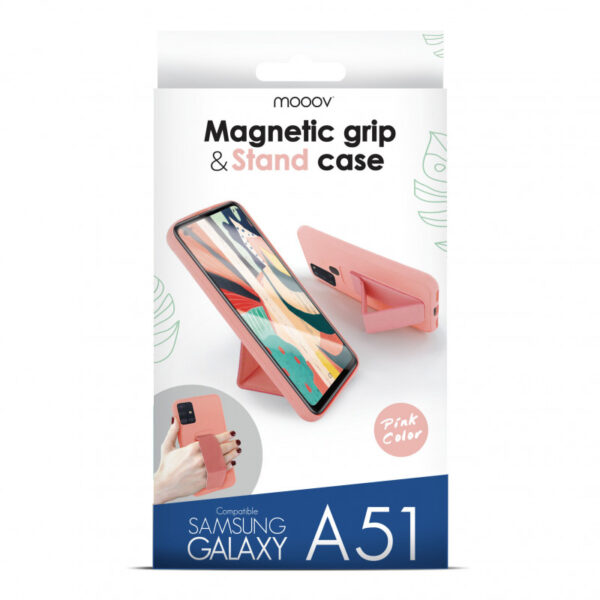 Coque semi-rigide magnétique avec support pour Samsung A51 - rose