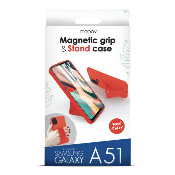 Coque semi-rigide magnétique avec support pour Samsung A51 - rouge