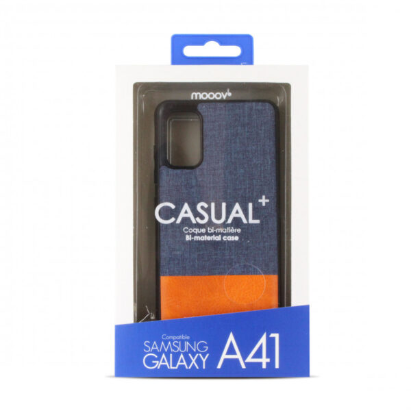 Coque souple bi-matière pour Samsung A41 - bleue et orange