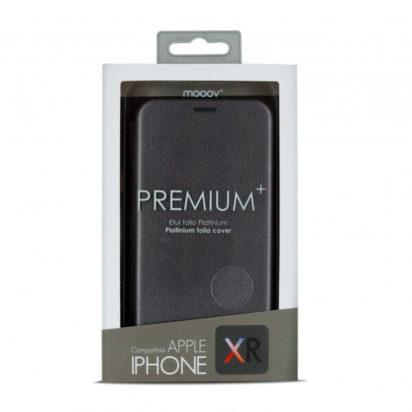Etui folio clam platinium pour iphone XR - gris métal