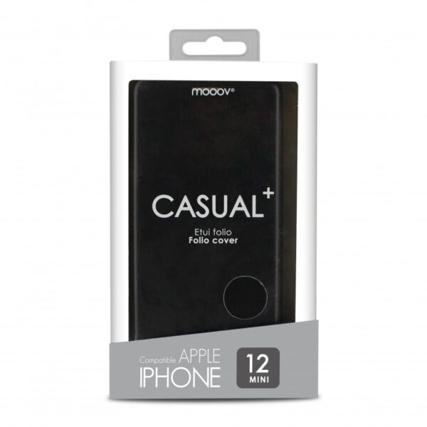 Etui folio clam pour iPhone 12 MINI - noir