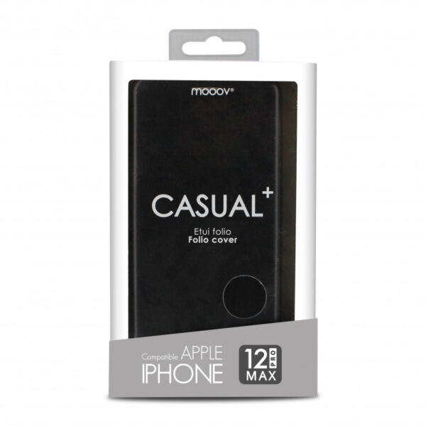 Etui folio clam pour iPhone 12 PRO MAX - noir