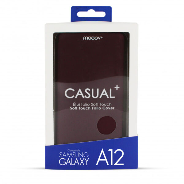 Etui folio Soft Touch pour Samsung A12 - bordeaux