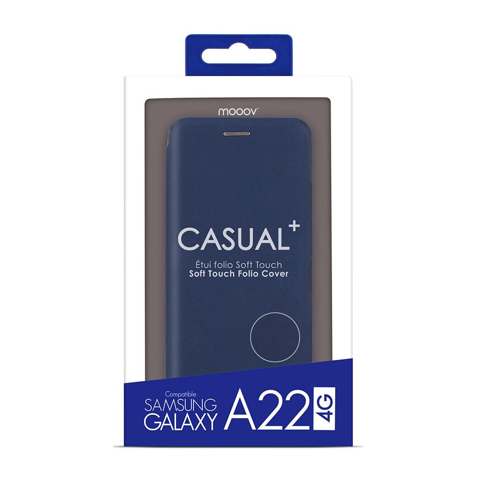 etui-folio-soft-touch-pour-samsung-a22-4g-bleu