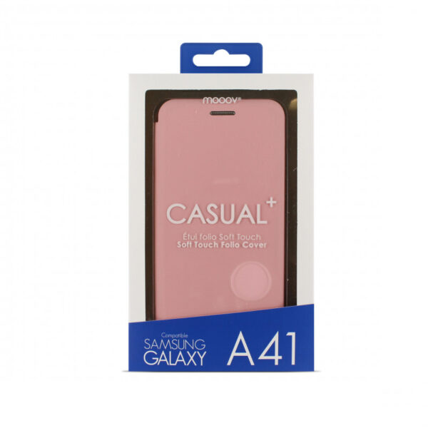 Etui folio Soft Touch pour Samsung A41 - rose