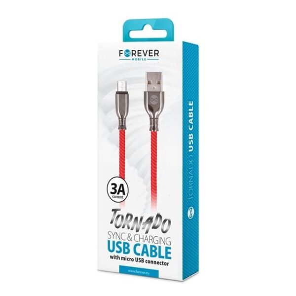 Câble USB-A 2.0 / Micro USB-B Forever Tornado Rouge 1 m - Cusbb-tornado/rd