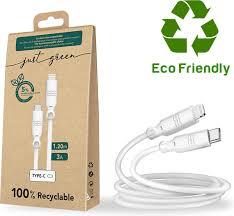 Just Green - Câble Lightning - 24 pin USB-C mâle pour Lightning mâle - 1.2 m - blanc