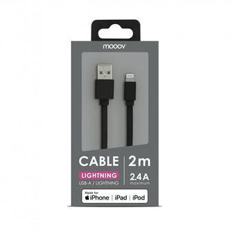 MOOOV Câble Mfi / Usb-a Plat Pour iPhone iPad 2 M - Noir