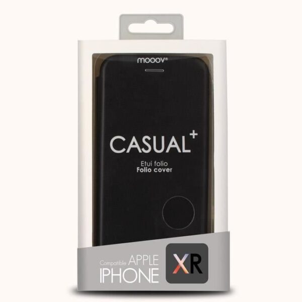 Etui folio clam - MOOOV - iPhone XR - Noir - Semi-rigide - Raba