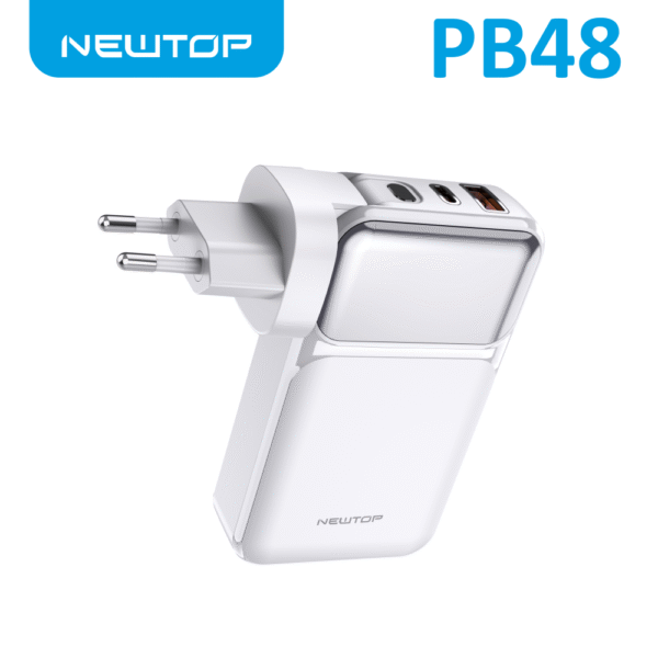 BATTERIE EXTERNE PB48 10000MAH BLANC 22.5W PAR NEWTOP AVEC SECTEUR ET FILL TYPE-C ET LIGHTNING